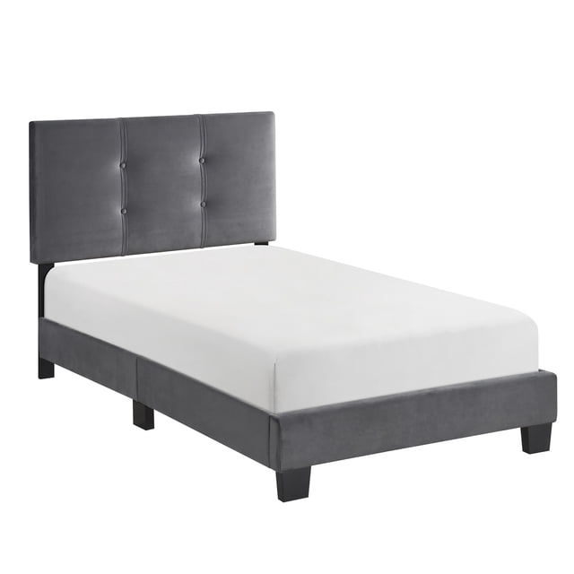 Lexicon Lit Plateforme Simple en Velours Newberry, Gris Foncé