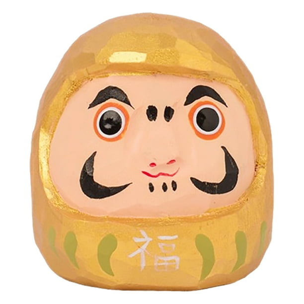 Mini Daruma de madera, muñecos Daruma japoneses coleccionables, muñecos Daruma de la suerte, vaso para el hogar, mesa, escritorio, decoración de coche, amarillo