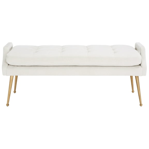 SAFAVIEH Everdeen Tufted Modern Glam Bench, Grey/Gold