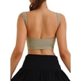 thumbnail image 3 of Women's Tank Top with Built-In Bra Backless Fitness Workout Vest Small Beige, 3 of 4