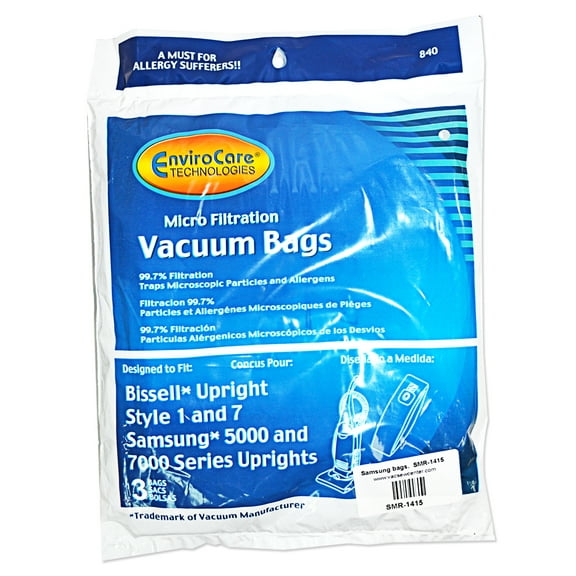 Upright Vac Cleaner Bags Designed to Fit Bissell Style 1 & 7 and Samsung VPU10