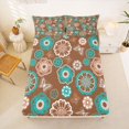 thumbnail image 5 of jejeloiu Earthy Floral King Sheets For Men Women,Boho Print Bedding,Brown Turquoise,4-Piece,1 Flat Sheet, 1 Fitted Sheet and 2 Pillowcases, 5 of 6
