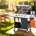 thumbnail image 2 of Segmart 4 Burner BBQ Propane Gas Grill with Side Burner, Stainless Steel 50,000 BTU Patio Barbecue Grill with Shelf, Gas Tank Hook, Towel Rack & Bottle Opener, Fits for Camping, Outdoor Cooking, 2 of 9