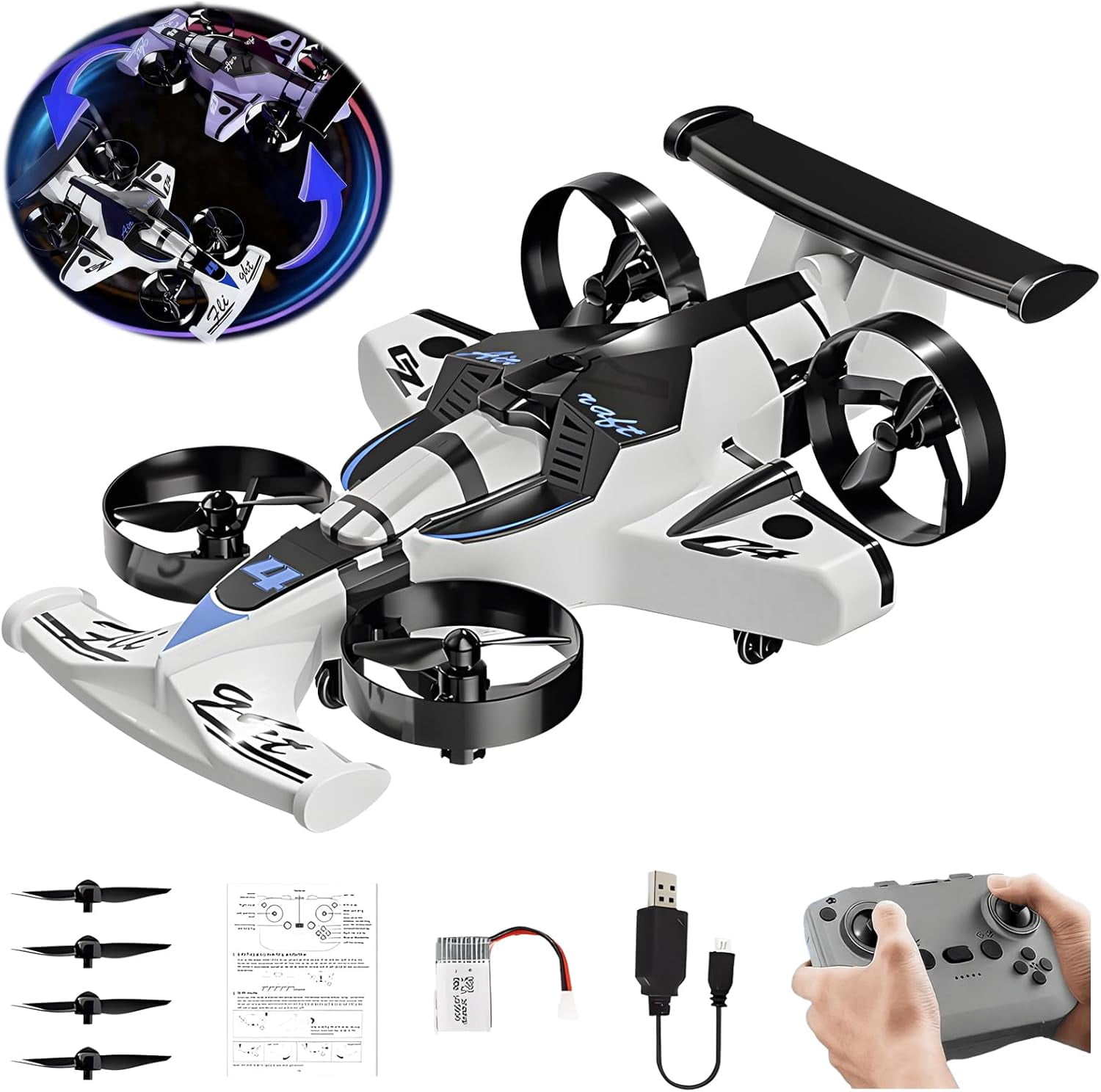 Sharper Image® Toy RC Thunderbolt Jet X-2 Stunt Drone, Gray