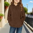 thumbnail image 2 of Ruyang Girls Fleece Pullover Sweatshirt Oversized Fuzzy Hoodies Kids Fall Winter Warm Plain Hooded Sweatshirts Pocket, 2 of 8