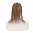 thumbnail image 6 of MY-LADY Clip in Hair Topper 100% Remy Human Extensions Women Toupee Silk Base Hairpiece with Bangs for Loss Hair #4P27 Brown & Dark Blonde 14", 6 of 8