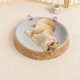 thumbnail image 5 of Cama de ratán para mascotas Alfombra redonda para perros | Cojín tejido transpirable, duradero y resistente a arañazos | Armazón de madera, 13,7"x13,7", caqui/beige/gris/amarillo | Descanso, 5 of 6