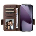 thumbnail image 5 of ELEHOLD Wallet Case for iPhone 17 Pro Max, Shockproof Leather Flip Folio Kickstand Case with Wrist Strap and Card Slots,Brown, 5 of 6
