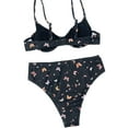 thumbnail image 3 of Qiylii 2 Pcs Women Bathing Suits, Adults Underwired Padded Butterfly Print Bikini Bra + Swimming Bottoms, 3 of 6