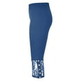 thumbnail image 6 of Stamzod Capri Leggings for Women Summer Solid Color High Waisted Lace Capris Casual Slim Fitting Yoga Gym Leggings for Women Blue J S, 6 of 7