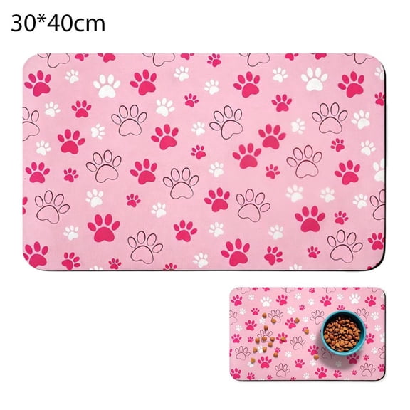 Agiufgs Pet Feeding Mat 30 X 15.75, Diatomaceous Earth Absorbent Mat, for Cat Dog Station Setup and Daily Use, Pink