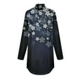 thumbnail image 5 of TQWQT Cowl Neck Tops for Women Fall Floral Printed Tunic Top Long Sleeve Plus Size Shirt Loose Fit Turtleneck T-Shirt Curved Hem Graphic Tee Dark Blue M, 5 of 5