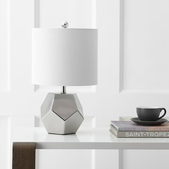 Safavieh Hanton Solid Pentagon 17.5 in. H Table Lamp, Plated Silver
