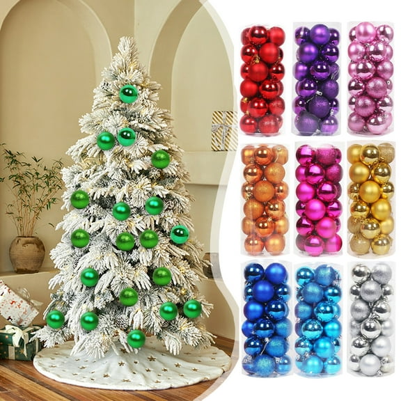 24Pcs Christmas Tree Balls Ornaments for Xmas Christmas Tree 30mm/1.18" Shatterproof Christmas Tree Decorations Hanging Ball for Holiday Wedding Party Christmas Tree Christmas Decorations