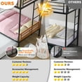 thumbnail image 4 of Kids Bunk Bed with Trundle, UHOMEPRO Safe and Space-Saving Sleep Solution for Growing Families, Twin Over Twin Metal Bunk Bed, Sturdy Guardrails, No Box Spring Needed, CPC Certification, Black, 4 of 14