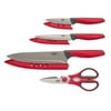 Tasty Stainless Steel Chef Knife Cutlery Set with Shears, Red, 4 Piece