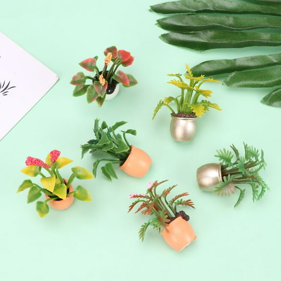 FRCOLOR 10 Pcs Plastic Simulated Potted Plants Toys Photograph Layout Props Colorful Bonsai Ornaments for Doll House Micro World (Random Style)