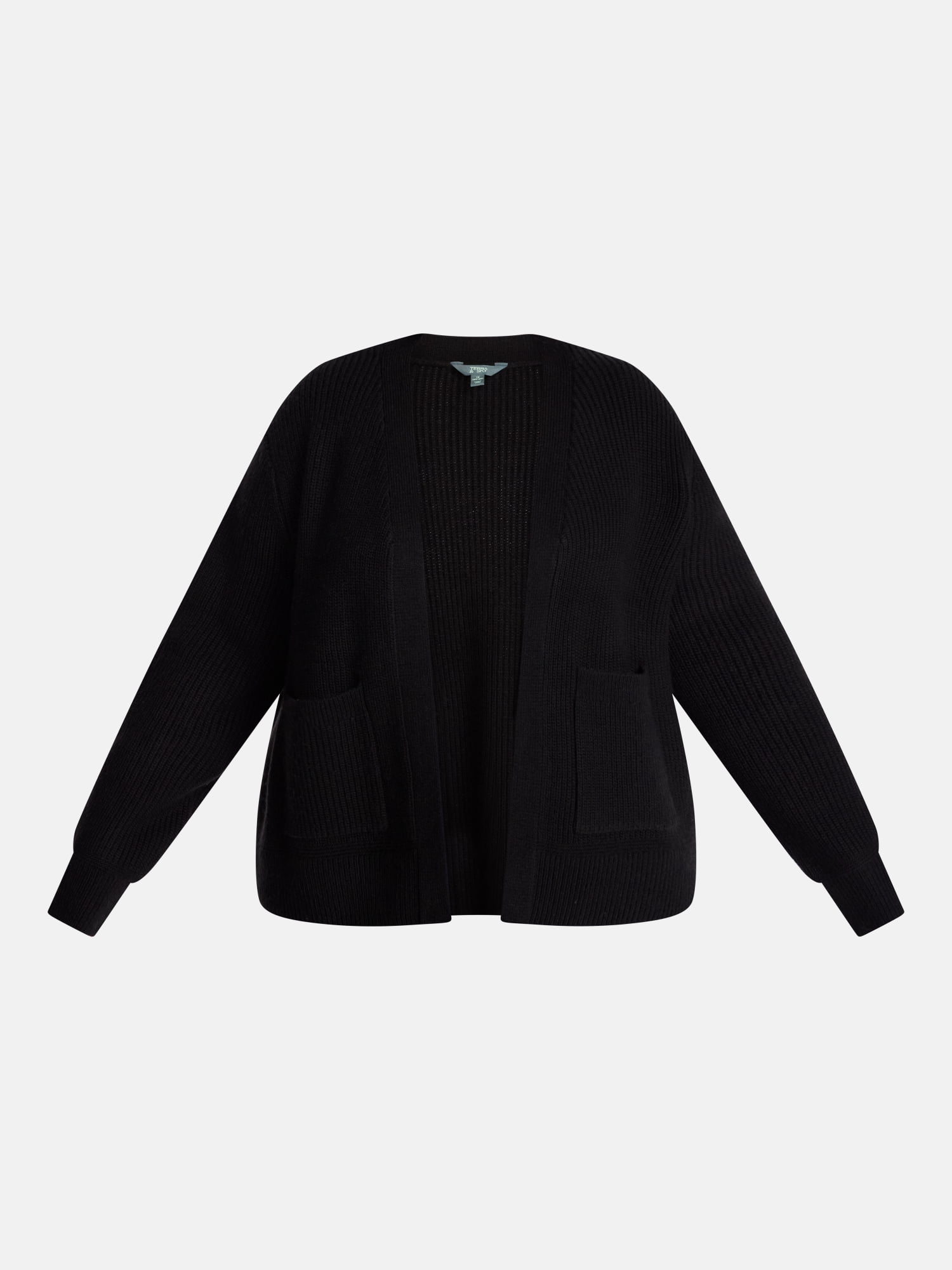 Terra & Sky Women’s Plus Ribbed Knit Open Front Cardigan with Long Sleeves, Midweight, Sizes 0X-5X