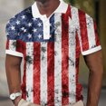 thumbnail image 2 of WREESH Men's Independence Day Fashion Tee Short Sleeve Henley with Bold 4Th of July Graphic T-Shirts Red, 2 of 4