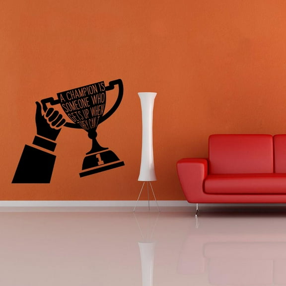 Champion Gets Up When They Can't Fitness Workout Success Motivation Quotes Wall Decal Healthy Lifestyle for Girls / Boys Gym Home Sports Room Decor Vinyl Wall Art Sticker Decoration Size (18x20 inch)