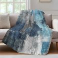 thumbnail image 4 of Blue Grey Throw Blanket, Flannel Fleece Blanket with Striped Design for Couch, Modern Oil Painted Abstract Art Aesthetics Soft Breathable All Season Plush Blankets for Sofa Office Travel 40"x50", 4 of 9