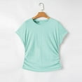 thumbnail image 5 of Mittory Womens Short Sleeve T Shirts Summer Side Ruched Crew Neck Dressy Casual Tops Basic Trendy Tees, 5 of 8
