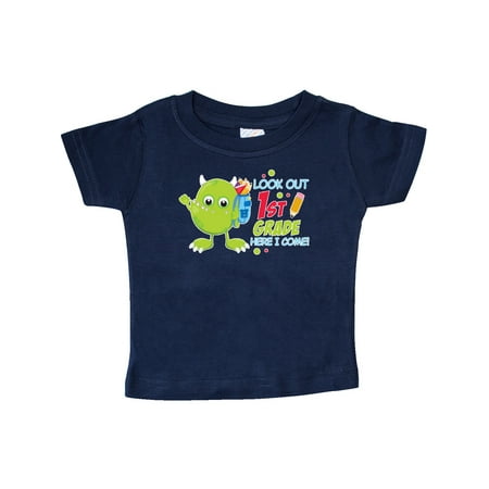 

Inktastic Look out 1st Grade Here I Come with Cute Green Monster Gift Baby Boy or Baby Girl T-Shirt