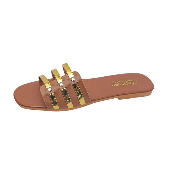 Xfvqtps Women Flat Sandals Slide Slip on Casual Shoes Straps Summer Sandals Comfortable Lightweight Slippers
