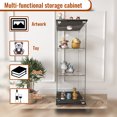 thumbnail image 4 of Modern Glass Display Cabinet with LED lights, Quick-assembly Antique Cabinet, Tempered Glass Bookshelf, Suitable for Living Room and Bedrooms, 4 of 13