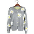 thumbnail image 4 of Cardigan Sweaters for Women Open Front Blouses Cute Crew Neck Sweater Daisy Long Sleeve Tops Button Down Cardigans, 4 of 5