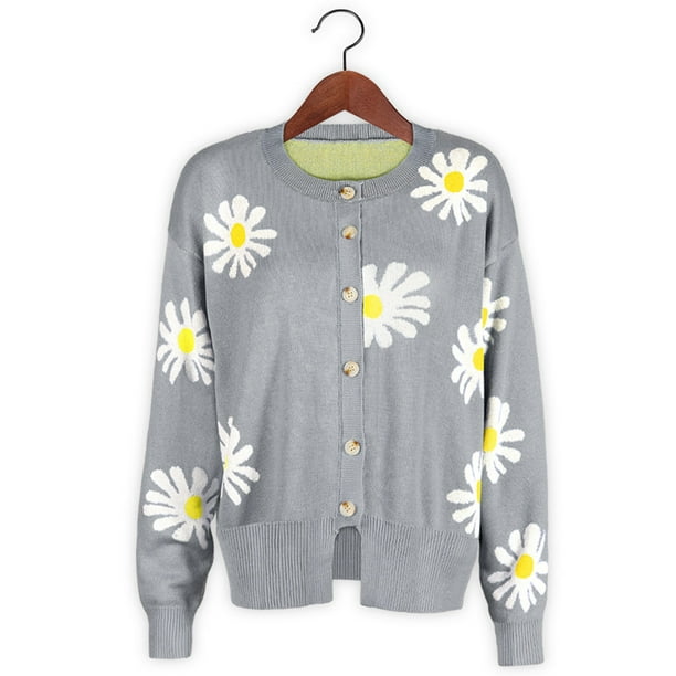 gakvbuo Cute Sweaters For Women Y2K Floral Print Knit