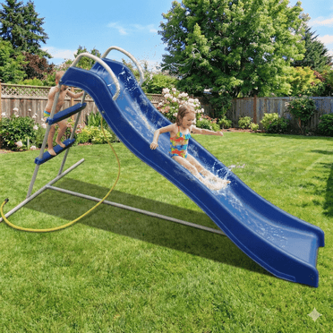 Mersco Home Playground Equipment 1.8M Kids Plastic Slide, Indoor Outdoor Big Backyard Freestanding Playset Slide,Wet or Dry Slide with Stable Base,Blue