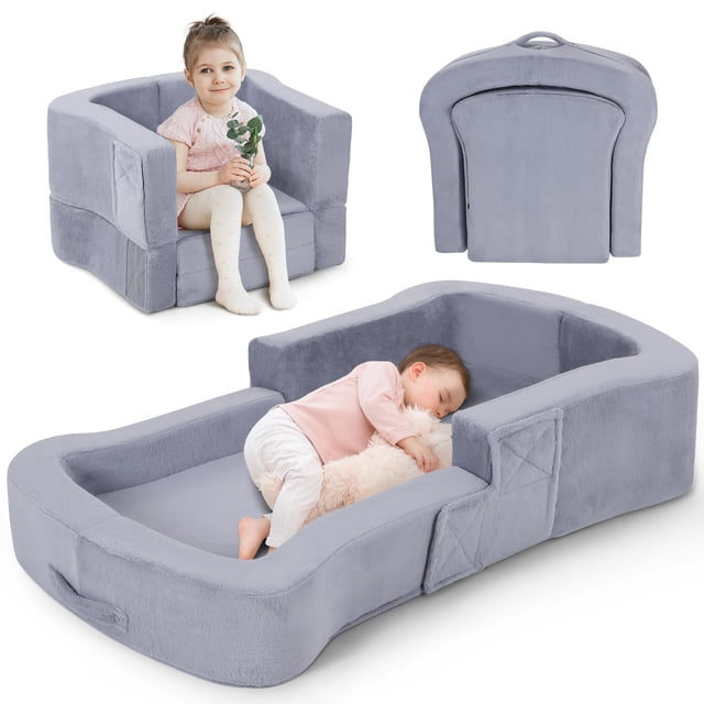 Cama de viaje para niños pequeños whiffee 2 en 1 plegable y portátil tipo sofá
