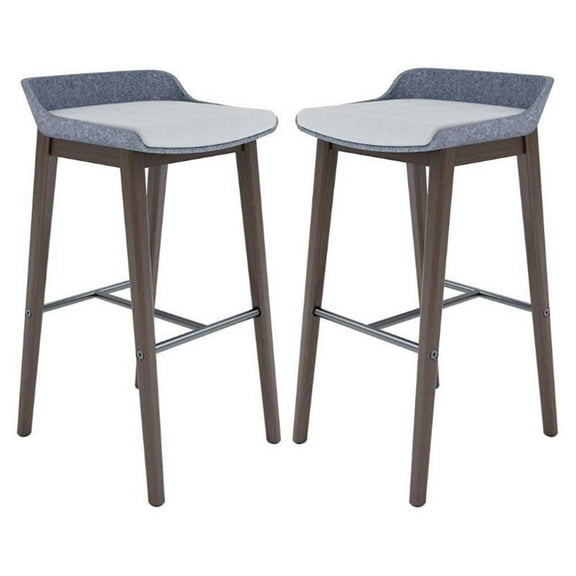 Home Square 30" Wooden Bar Stool in Gray and Umber - Set of 2