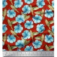 thumbnail image 1 of Soimoi Modal Satin Fabric Hummingbird & Floral Decor Fabric Printed Yard 42 Inch Wide, 1 of 1