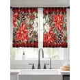 thumbnail image 2 of Red White Flowers Sheer Curtains 45 inches Long, Pine Cone Winter Snowflakes Christmas Red Black Plaid Light Filtering Sheer Window Curtains Rod Pocket Voile Drapes for Bedroom Living Room, 52"Wx45"L, 2 of 7