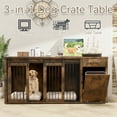 thumbnail image 5 of Multi- Functional Dog Crate Furniture for 2 Dogs with Divider and Sliding Doors, Large Dog Kennel with Storage Drawer and Tilt Out Trash Cabinet,Rustic Brown, 5 of 8