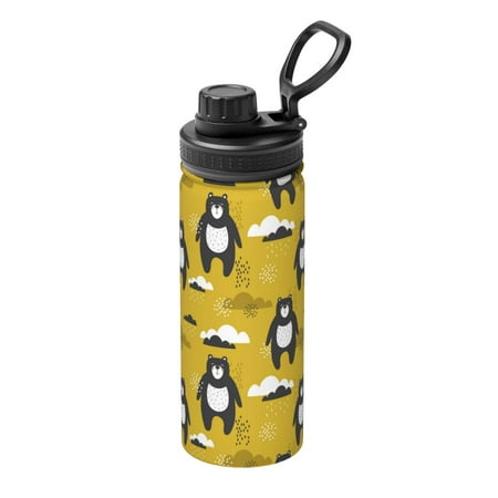 

Ocsxa Cartoon Bear Yellow Print 18oz Stainless Steel Water Bottle Unisex Water Bottle Insulated Sports Water Cup Flask for Cold Water Drinks/Sports/Travel/Car/School