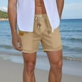 thumbnail image 5 of Havenre Mens Casual Stretch Cotton Linen Shorts - Lightweight Elastic Waist Drawstring Summer Beach Shorts with Pockets Khaki L, 5 of 9