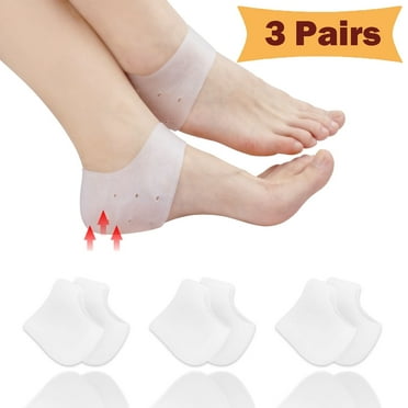 Heel Protectors, 3 Pairs Gel Heel Pads for Plantar Fasciitis, Heel Cups, Breathable Silicone Gel Heel Cups, Heel Protectors for Blister, Heel Cushion Sleeves Relieve Heel Spur, Heel Pain