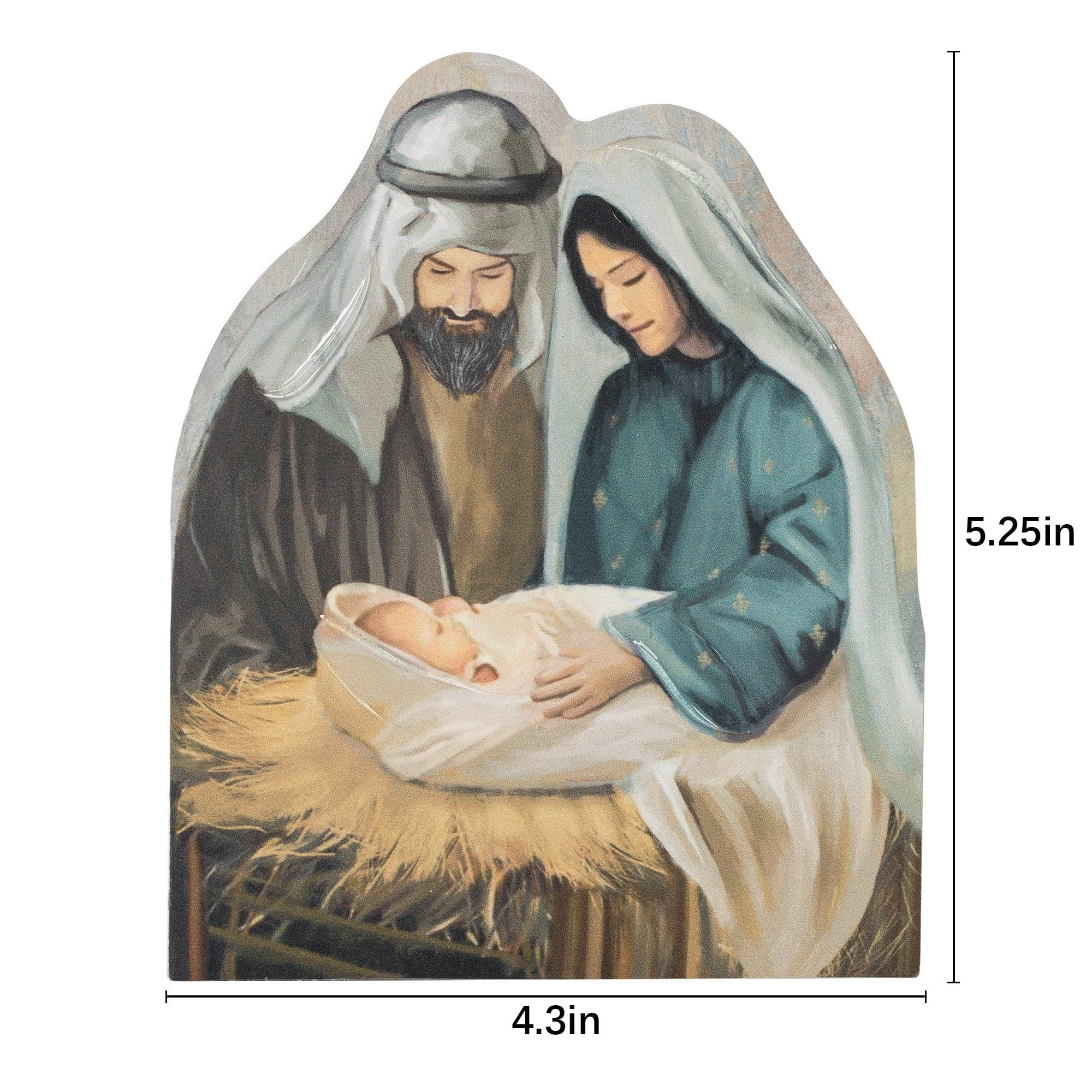 Mary, Joseph, and Baby Jesus Artwork Christmas Decoration, Multicolor, 5.3", by Holiday Time