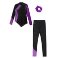 thumbnail image 3 of inhzoy Kids Girls Long Sleeve Figure Skating Tops with Pants Set Training Sports Suit Purple 8, 3 of 6