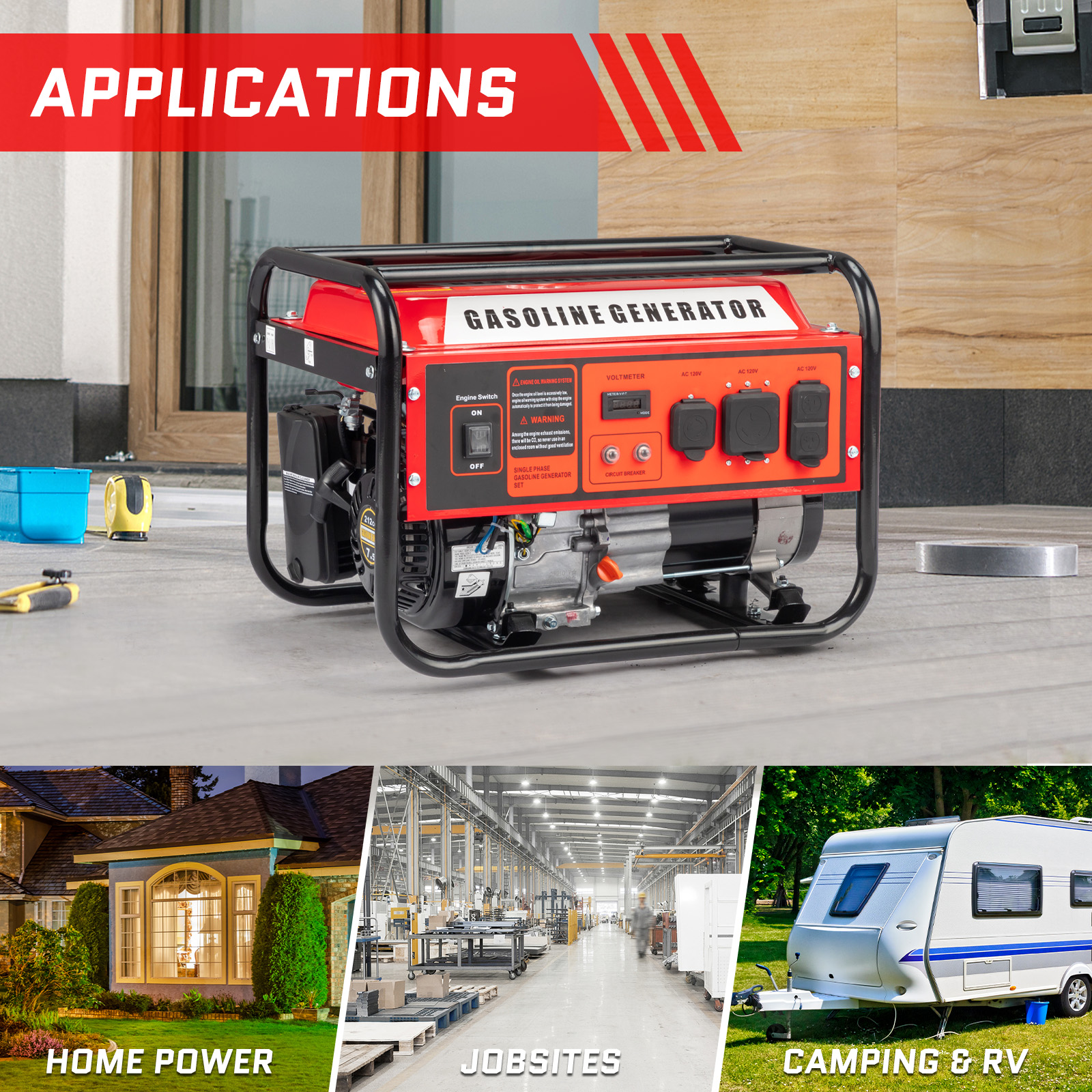 Ktaxon 3500W Electric Start Power Generator, RV Outlet