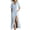 Light Blue, variant on Striped Linen Blend Side Split Slip Maxi Dress for Women, Loose V Neck Short Sleeve Casual Dress Purple, 2XL