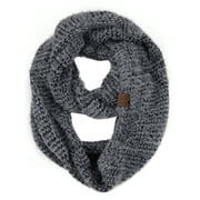 C.C Soft Furry Two Tone Knit Cowl Snood Loop Pullover Infinity Scarf, Gray