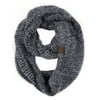 C.C Soft Furry Two Tone Knit Cowl Snood Loop Pullover Infinity Scarf, Gray