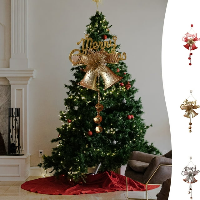 Fiudx Campanas Navideñas Galvanizadas, Decoración Navideña, Colores Rojo, Dorado y Plateado, Adornos Festivos para El Árbol, Exquisita Decoración para El Hogar, Diseño Versátil para Colgar, Tamaño 34