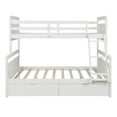thumbnail image 5 of DreamBuck, Twin over Full Bunk Bed with Drawers, Solid Wood Bunk Beds with Ladder & Guardrail, Bunk Bed Frame for Teens, Adults, No Box Spring Needed, Convertible to 2 Separated Beds, Pure White, 5 of 8