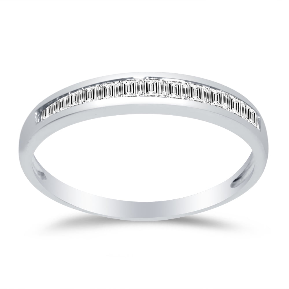 AA Jewels Solid 14k White Gold 2.5mm Baguette Cut