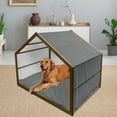 thumbnail image 2 of Checkered Pet House, Traditional Pattern with Crosswise Dense Lines Plaid Inspired, Outdoor & Indoor Portable Dog Kennel with Pillow and Cover, 5 Sizes, Grey Pale Blue Pale Pink, by Ambesonne, 2 of 4